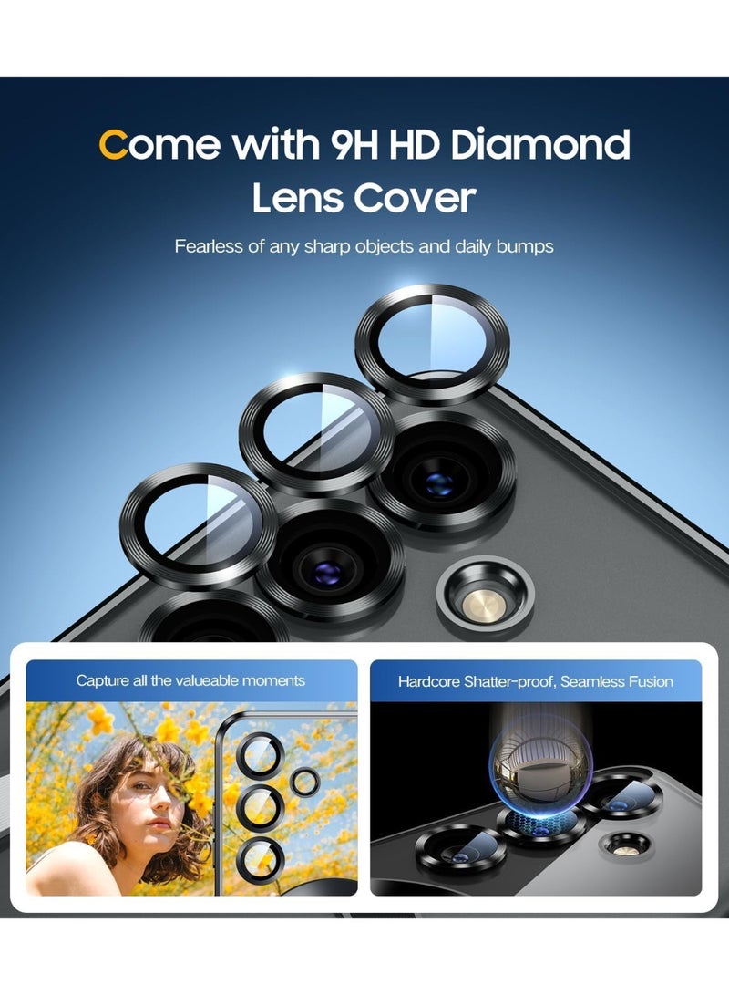 For Samsung Galaxy A16 5G/4G Magnetic Case, Compatible with MagSafe, Built-in Camera Lens Protector, Luxury Plating Soft TPU Clear Shockproof Slim Thin Cover - Black - Image 3